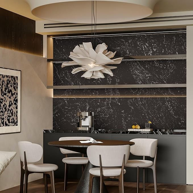 Dimoon 15.7"x78.7"Wall Paper Peel and Stick Modern Gray and Silver Contact Paper Removable Self-Adhesive Stick on Wallpaper Waterproof Countertops Wallpaper for Kitchen Bathroom Vinyl Roll
