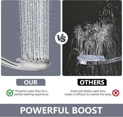 High Pressure Shower Head with Powerful Shower Spray & 59'' Stainless Steel Hose, 5 Spray Modes, Adjustable Bracket and Non-Clogging Nozzles（Black）