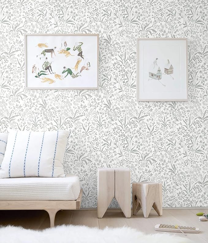 Heroad Peel and Stick Wallpaper Boho Floral Contact Paper 17.3''x196'' Leaf Wall Paper Removable Self Adehsive Wallpaper for Cabinets Drawers Bedroom Kitchen Bathroom Waterproof Decor Vinyl Roll