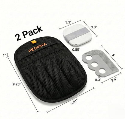 Pet Hair-Removal Glove for Car: Deep Embedded Hair Removal Kit for Car Seats Mats Trunk - Includes 2 Gloves Carpet Rake & Reusable Lint Roller