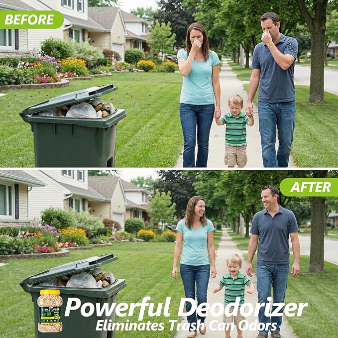 USKICH Outdoor Trash Can Deodorizer Odor Eliminator,Garbage Disposal Cleaner and Deodorizer,Plant-Based Powerful Absorbing Granules for Trash Bins,Dumpster,Outdoor Waste and Garbage Cans,45 OZ