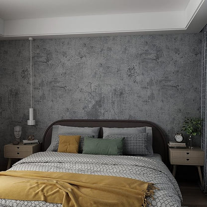3yecao 16"×591" Large Size Extra Thick Grey Blue Concrete Wallpaper Peel and Stick Industrial Dark Blue Gray Cracked Concrete Contact Paper Vinyl Grey Cement Sticker for Bedroom Bathroom Gym Walls