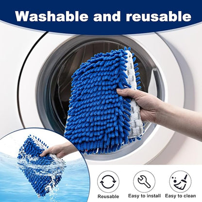 4 Pack Mop Replace Head for Ocedar Hardwood Floor'n More 3-Action Flip Mop,Mop Heads Replacements for Dry Wet Use,Chenille&Microfiber Double Sided Mop Refills,Reusable Mop Pad for Multi Surface Floor