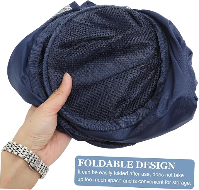 Alipis Large Foldable Mesh Laundry Basket Portable Collapsible Laundry Hamper with Wire Frame for Home Dorm Outdoor Use Space Saving Clothes Storage Organizer