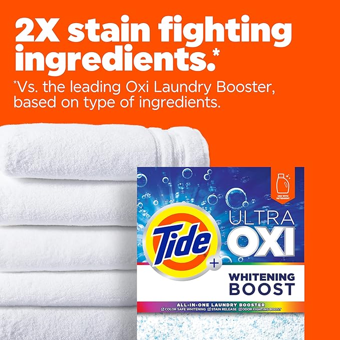 Tide Ultra Oxi Whitening Boost, 57 oz, All in One Laundry Booster, Color Safe Whitening, Stain and Odor Fighter