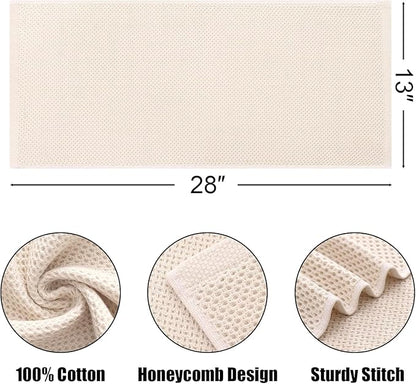 Kitinjoy 100% Cotton Waffle Weave Kitchen Hand Towels (13 X 28 Inches, Beige), 12-Pack Super Soft and Absorbent Dish Towel for Drying Dishes