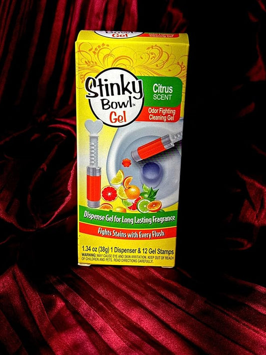 Stinky Bowl Citrus Scent Odor Fighting Toilet Cleaning Gel with Dispenser, Long Lasting Fragrance, 1.34 oz, 1 Count
