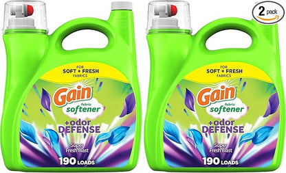 Gain Liquid Fabric Softener, Super Fresh Blast | 140 oz | 190 Loads | HE Compatible | Pack of 2