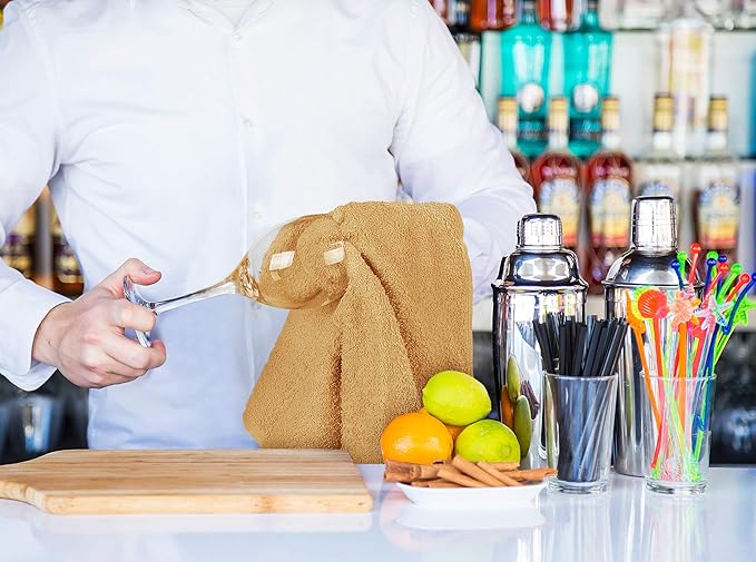 Utopia Towels Kitchen Bar Mops, Pack of 12, 16 by 19 Inches, 100% Cotton Super Absorbent Beige Towels, Multi-Purpose Cleaning Towels for Home and Kitchen Bars