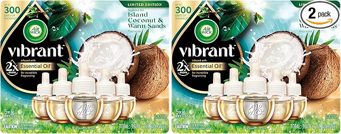 AIR WICK Scented Oil - Vibrant Refill Island Coconut & Warm Sands 5 ct. (Pack of 2)