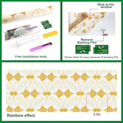 Frosted Glass Window Film, Heat Insulation, UV Block, Anti-Glare, One Way Privacy Tint, Static Cling for Home Bathroom Door, Renter Friendly, Day & Night Privacy