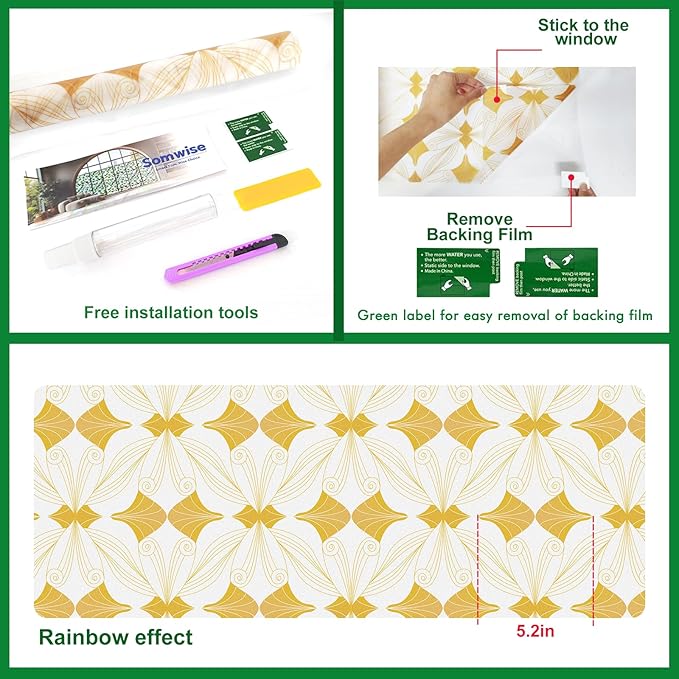 Frosted Glass Window Film, Heat Insulation, UV Block, Anti-Glare, One Way Privacy Tint, Static Cling for Home Bathroom Door, Renter Friendly, Day & Night Privacy