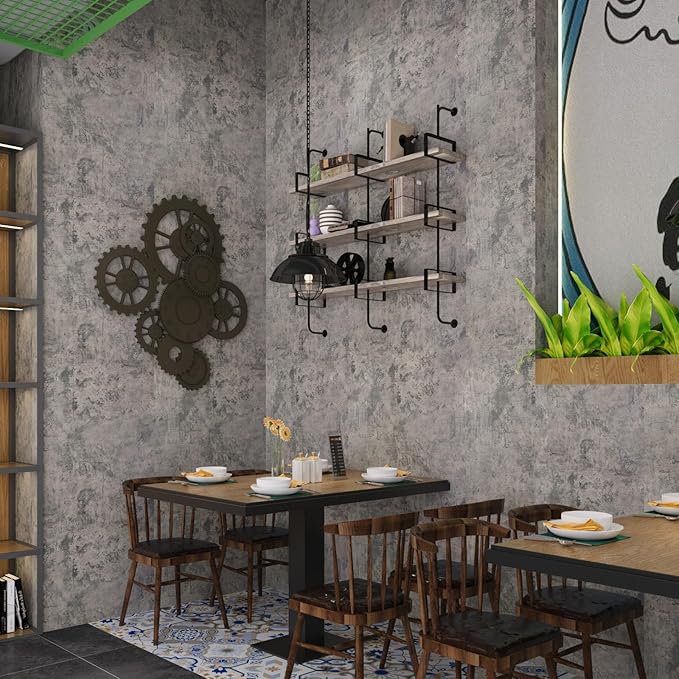 Extra Wide Large Size Grey Concrete Wallpaper Peel and Stick Industrial Cement Wall Paper Matte Light Brown Beige 48"×118" Concrete Contact Paper for Countertops Wall Covering for Bedroom Bathroom