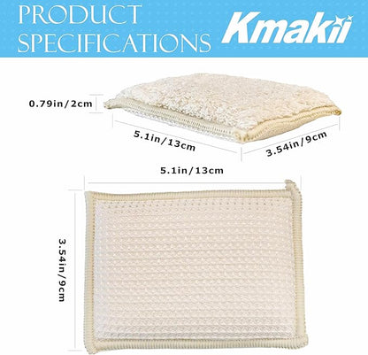 KMAKII Bamboo Kitchen Sponges,Dish Sponge,Super Absorbent Cleaning Sponges, Pack of 12