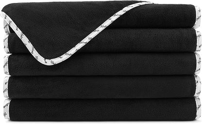 Arkwright Makeup Remover Fingertip Towels 6 Pack - Microfiber Coral Fleece Face Towels, Ultra Soft Reusable Washcloths, Gentle Facial Cleansing for Waterproof Makeup, 11 x 17, Black/White