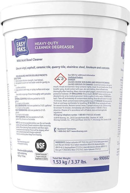 Diversey 990682 Easy Paks Heavy Duty Cleaner & Degreaser, Non-Corrosive Floor & Hard Surface Cleaner 1.5-oz Pods, 36-Paks, 1-Tub (Pack of 2)