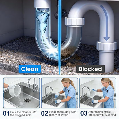 2026 Powerful Multi-functional Sink & Drain Cleaner Powder Quick Foaming Heavy Duty Clog Remover for Kitchen Bathroom, Heavy-Duty Clog Remover (Large-1PCS)