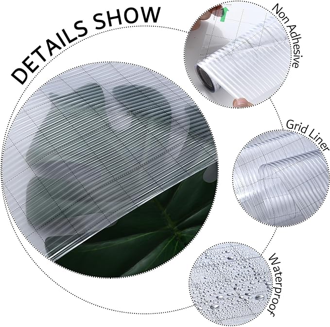VELIMAX Reeded Glass Privacy Film, Frosted Window Vinyl, 3D Decorative Window Decals Non Adhesive for Bathroom Living Room 29.5x157.4 inches