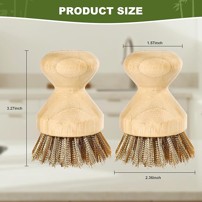 Cast Iron Brush with Brass Bristles & Natural Bamboo Handle - Heavy Duty Cast Iron Cleaner Scrubber for Woks, Griddles, BBQ Grills, Grill Pans - Effortless Cleaning & Maintenance