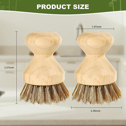 Cast Iron Brush with Brass Bristles & Natural Bamboo Handle - Heavy Duty Cast Iron Cleaner Scrubber for Woks, Griddles, BBQ Grills, Grill Pans - Effortless Cleaning & Maintenance
