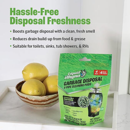 Danco Liquid Rhyno Garbage Disposal Cleaning Pods, Deodorizes and Eliminates Foul Disposer Odors, 4-Pack (12110)
