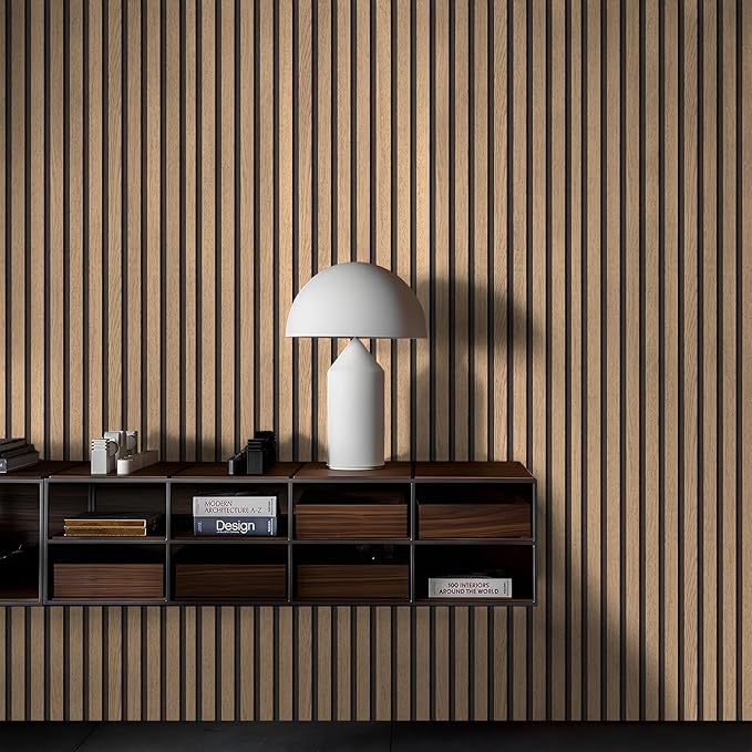 myforHD Wallpaper Peel and Stick Wood Grating Stripe Self-Adhesive Wallpaper Faux Wood Contact Paper Wood Slats Self Adhesive Wall Paper PVC Vinyl Film Removable Waterproof 17.3" x 393"