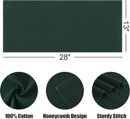 Kitinjoy 100% Cotton Waffle Weave Kitchen Hand Towels (13 X 28 Inches, Blackish Green), 4-Pack Super Soft and Absorbent Dish Towel for Drying Dishes