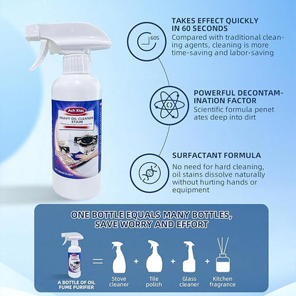 Oven Cleaner, 1PCS Heavy Oil Cleaner Stain, Effective Multi-Purpose Clean with Spray for Kitchen, Oven, Stove, Range Hood, Clean up Kitchen Oil Stains