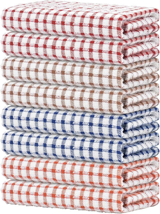 Nialnant 8 Pack Kitchen Towels, Dish Towels for Kitchen, 100% Cotton Dish Cloths for Washing Dishes, Quick Drying Reusable Cleaning Rag - 25 x 16 in