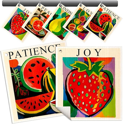Swedish Dishcloths for Kitchen - 5 Pack Reusable Dish Cloths for Washing Dishes Absorbent Cute Funny Kitchen Towels Cleaning Sponge, Colorful Fruits