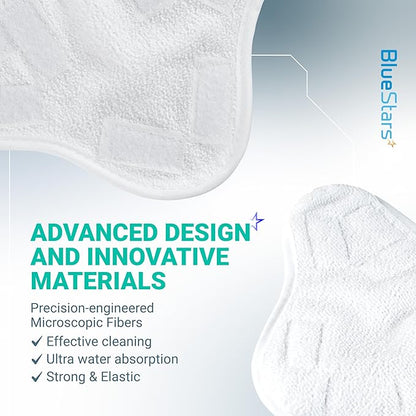 BlueStars 8-Pack Microfiber Steam Mop Pads Replacement – Compatible with H2O H20 Steam Mop X5 Steam Cleaners – Washable & Reusable, Exact Fit for H2O X5 Steam Cleaners