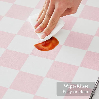 Ohocut Checkered Dish Drying Mat for Kitchen Counter, Coffee Bar Station Accessories, Retro Cute Aesthetic Girly Women Modern Absorbent Drainer Mat Kitchen Drying Mat Easy Clean, Pink 16" x 24"