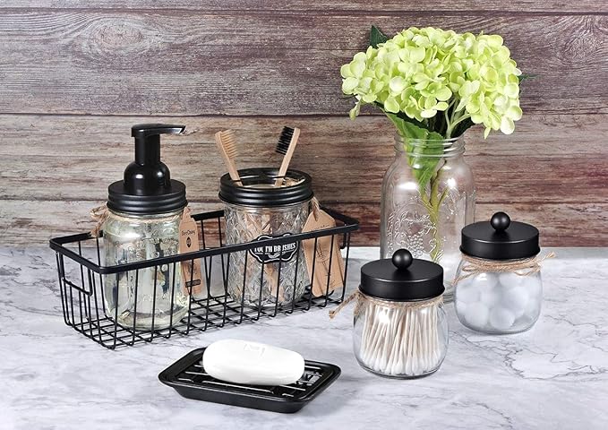 SheeChung Kitchen and Bathroom Soap Dish Tray - Metal Soap Dish Tray with Drainage Grid and Holder for Kitchen Sink Countertops to Store Soap, Sponges, Scrubbers - Rust Resistant (1 Pack, Black)