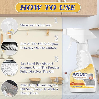 Kitchen Heavy Duty Cleaner Spray,All-Purpose Oil Stain Cleaner,Kitchen Remover Degreaser Spray,Foam Cleaner,Dissolve Grease & Oil Stains,Bathroom Cleaning(2pcs)