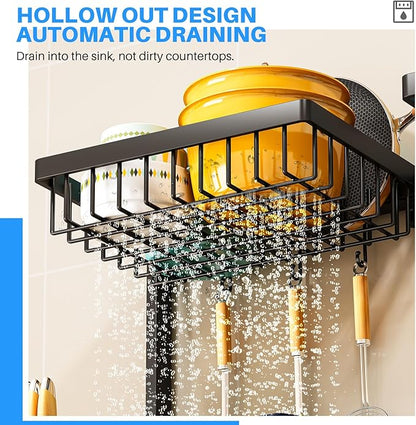 ARSTPEOE 2 Tiers 4 Baskets (one More Than Others) Over The Sink Dish Drying Rack,fits All Sinks (from 24.8" to 35.4"),2-Tier Adjustable Sink Rack,Dishes Rack Kitchen Storage Organizer Space Saving