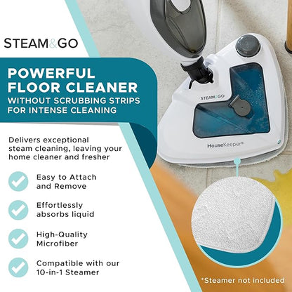 Steam & Go Premium Microfiber Pads for Steam Mops, Floor Steamers, and Carpet Steamers - Washable & Reusable - 2 Pack