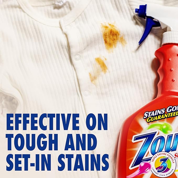Zout Laundry Stain Remover Spray,Triple Enzyme Formula Removes the Toughest Stains,Made in the USA,22 Ounce Bottles,(Pack of 4)