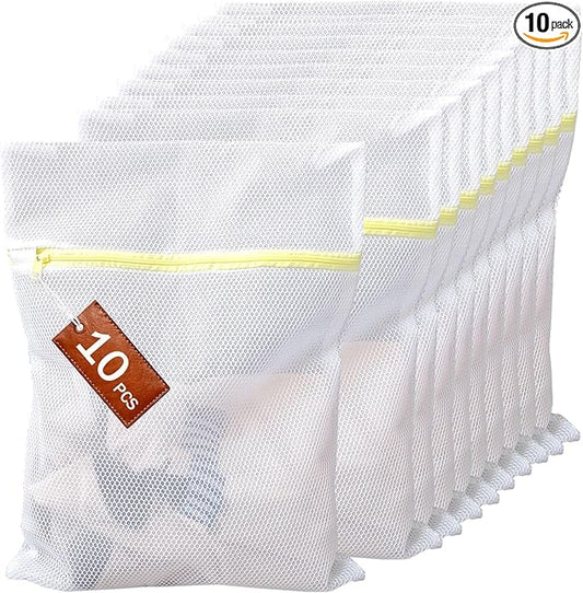 12x16 Inch Laundry Bags Mesh Wash Bags - 10Pcs, Durable Lingerie Bags for Washing Delicates, Medium Double-layer Washing Bags for Bras, Lingerie, Socks