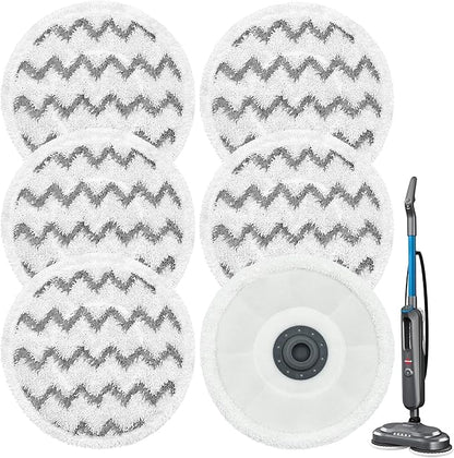 3897A / 3712 Rotating Steam Mop Pads Replacement for Bissell SpinWave Smart Steam Scrubbing Steam Mop Cleaner 【Models 3897A/3712 ONLY】, Washable Reuseable Refill Pads（6Pack） (6Gray)