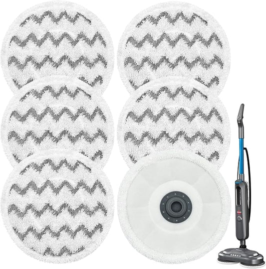 3897A / 3712 Rotating Steam Mop Pads Replacement for Bissell SpinWave Smart Steam Scrubbing Steam Mop Cleaner 【Models 3897A/3712 ONLY】, Washable Reuseable Refill Pads（6Pack） (6Gray)