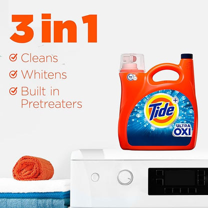 Tide Ultra Oxi Liquid Laundry Detergent, 106 Loads, 149 fl oz, HE Compatible