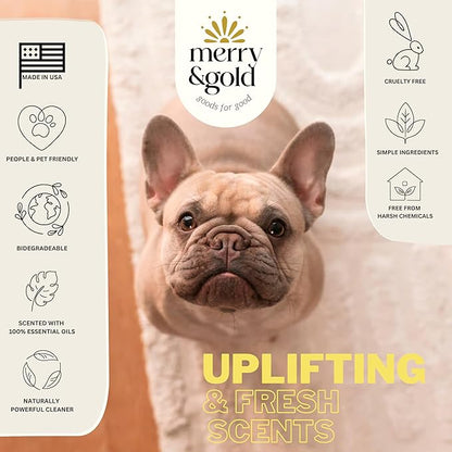 Merry & Gold Carpet Freshener & Deodorizer Powder - 31oz | Pet Odor Eliminator for Strong Odors| Lemon + Mint | Safe for Homes with Pets | Made in USA | Natural Ingredients (Lemon & Mint)
