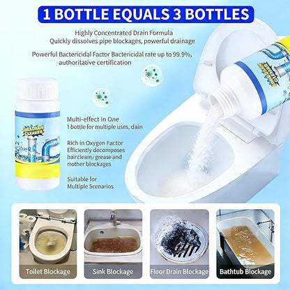 Sink & Drain Cleaner Powder for Kitchen and Bathroom, Fast Acting Drains Cleaning Formula for Shower and Bathtub Pipes, Easy to Use Drain Maintenance Cleaner, 3.9 oz (2pcs)