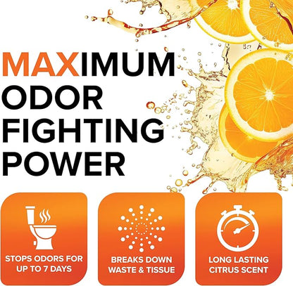 Camco TST MAX RV Toilet Treatment 1-Gallon - Control Unwanted RV Sewer Odors & Break Down Waste and RV Toilet Paper - Biodegradable Septic Safe Formula - Orange Scent (41173)