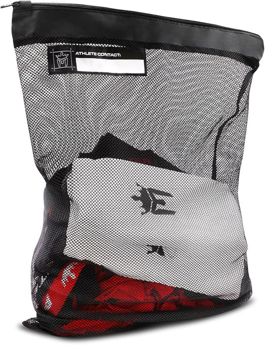 Meister Athlete XL Wash Bag - Large Mesh Sports Laundry Bag w/Zipper Lock - Black