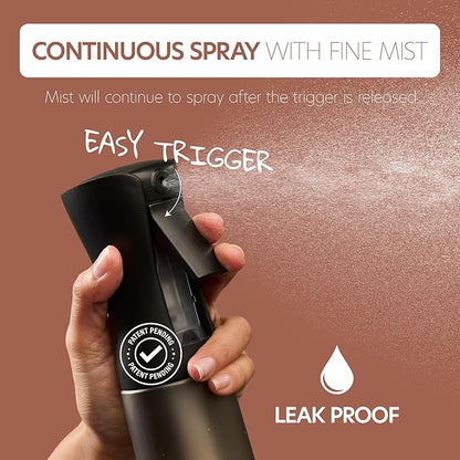 10 OZ Continuous Spray Bottles - Ultra Fine Mist Sprayer | Water Spray Bottle For Hair Stuff, Mister Spray Bottle For Plants Mister | Hair Spray Bottles For Hairstyling, Cleaning, Salons