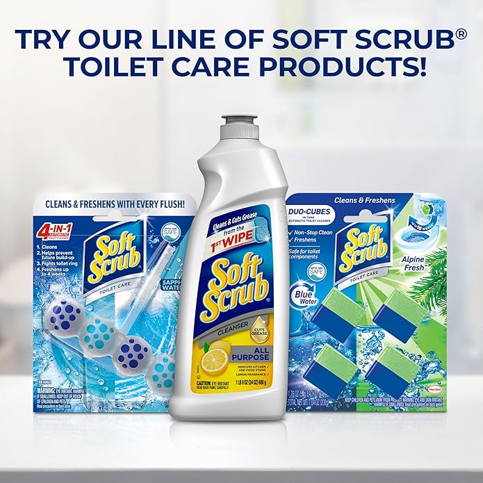 Soft Scrub Total All Purpose Bath & Kitchen Cleanser, Lemon Scent 24 oz