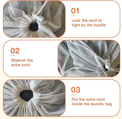 2 Pack Mesh Laundry Bags, 23 x 35 Inches Heavy Duty Mesh Wash Bags with Drawstring Closure for College, Dorm, Travel, Family and Apartment Dwellers, White