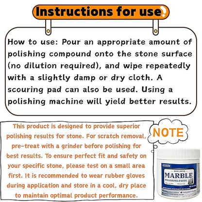 Granite Gloss Conditioner, Marble Polishing Paste, Quartz Polishing Compound, Professional Marble Polish, Polishing Kit - Easily Restore the Gloss of Stone