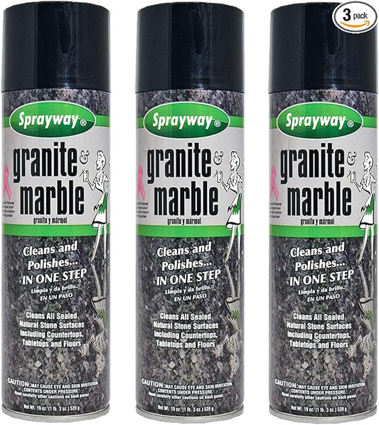 Sprayway SW702R 20 Oz Aerosol Granite & Marble Spray pack of 3